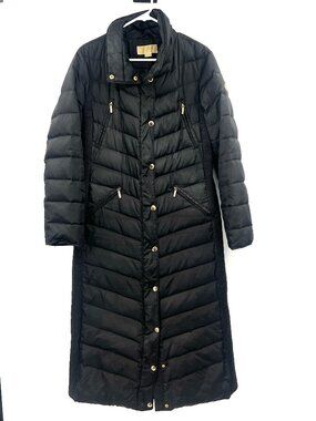 Michael Kors Black Full Length Black Puffer Coat Women's Large